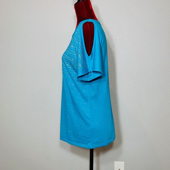 Westport 1962 Blue embellished cold shoulder top - Picture 3 of 5